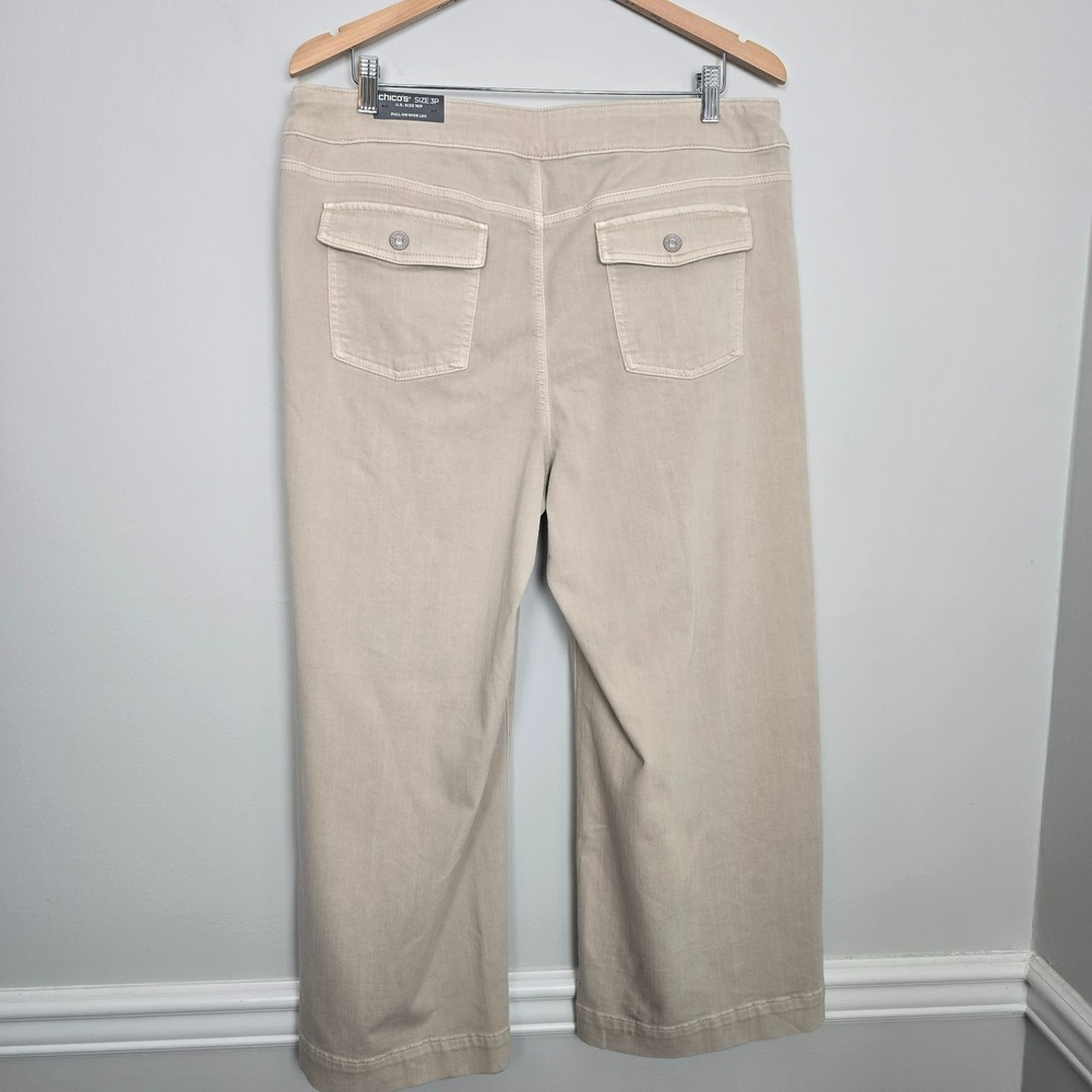 NWT Chicos Womens Coastal Classic Pull On Wide Leg Crop Pants 16 P Resortwear - Picture 7 of 11